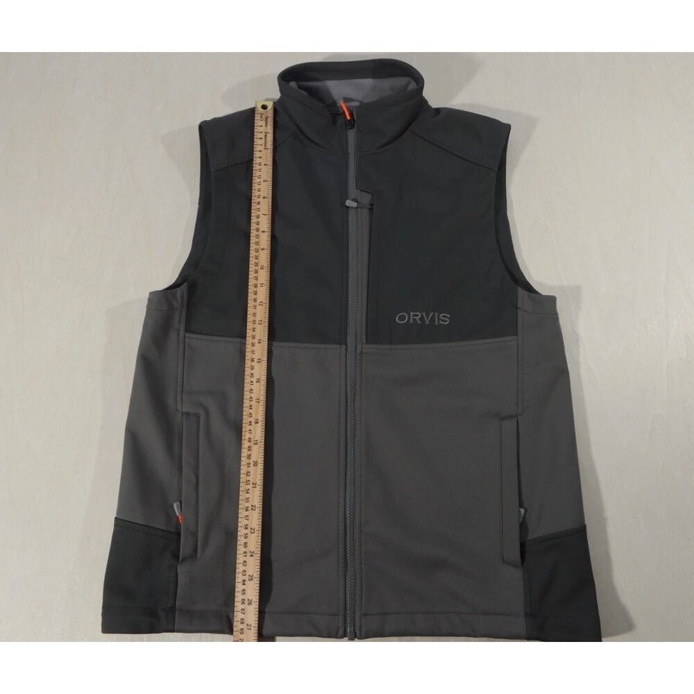 Orvis Softshell Vest Mens M Gray Full Zip Fleece Lined Lightweight Outdoor